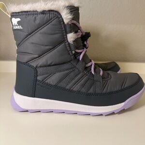 Sorel Charcoal and Lavender Snow Boots